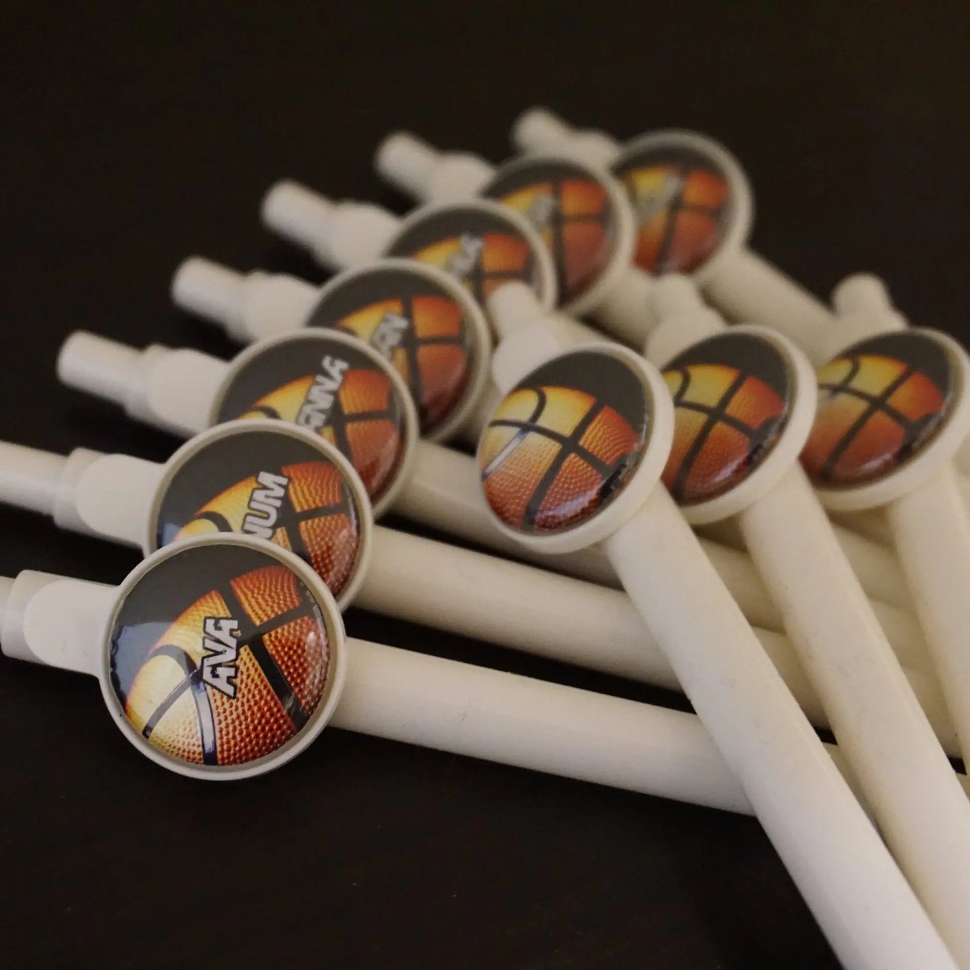 Custom Basketball  Button Pens- 10 pieces - Busybee Creates