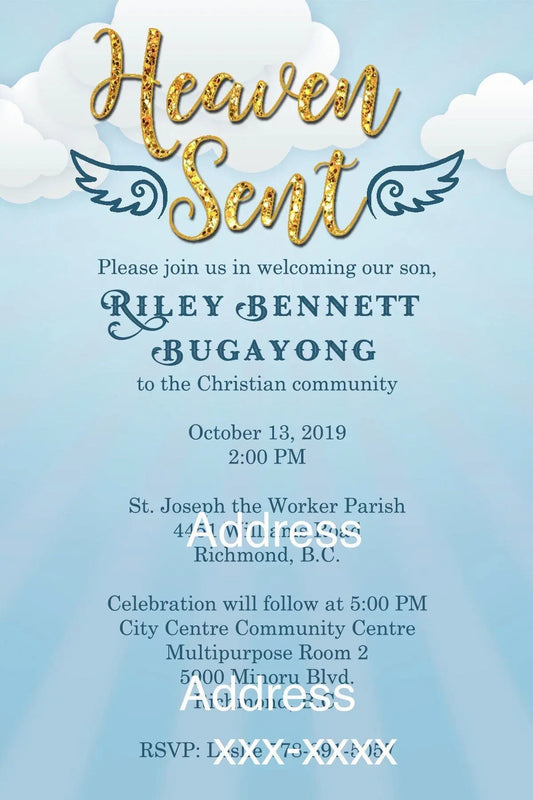 Custom Invitation Heaven Sent Invites -  Gift from Above Digital / Printed 25 set - Busybee Creates