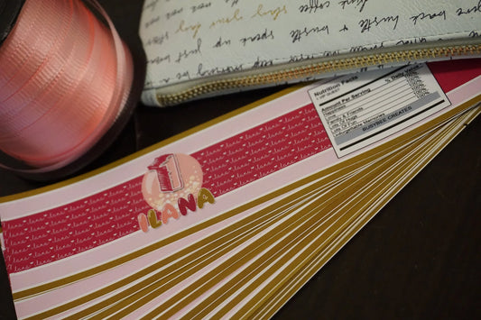 Custom Confetti First Birthday Girl Water Bottle Label - Digital / Printed 24 pieces