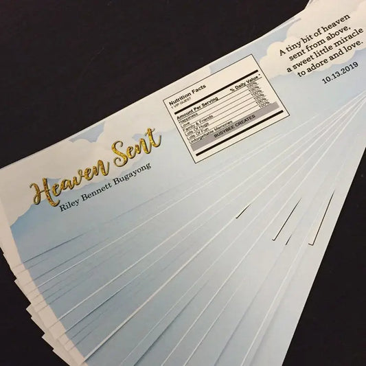 Custom Heaven Sent Water Bottle Label - Digital / Printed 24 pieces - Busybee Creates