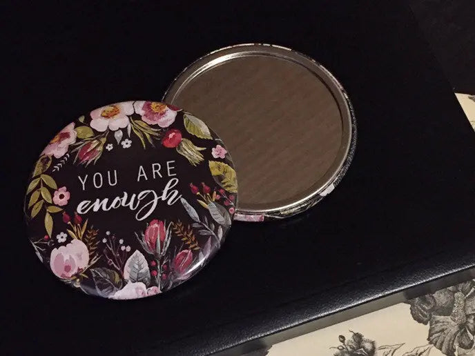 A strong woman looks a challenge dead in the eye and give it a wink Button Pocket Mirror Favors