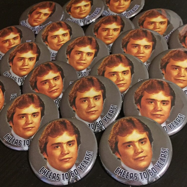 Custom 60th Birthday Party Favours for Adult Photo Buttons, Custom Photo Pin for Milestone Birthday Party Pins - 15 pieces +