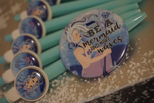 Mermaid Party Favors Gift for Girls - Mermaids Party Decor Button Pins  - Fantasy Mermaid Scale Theme Gift Ideas - 10 pieces - Busybee Creates