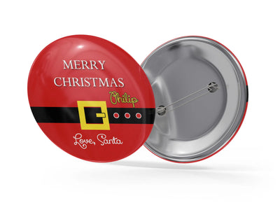 Santa Claus Tags with Belt Custom Tags, Bulk Christmas Gifts Button Pins - 2.25"