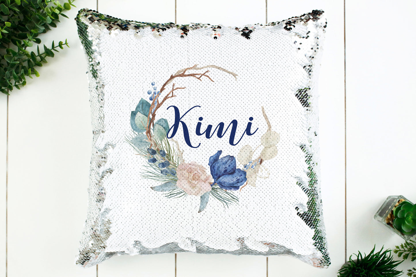 Custom Name Sequin Pillow Covers - 16” x 16”