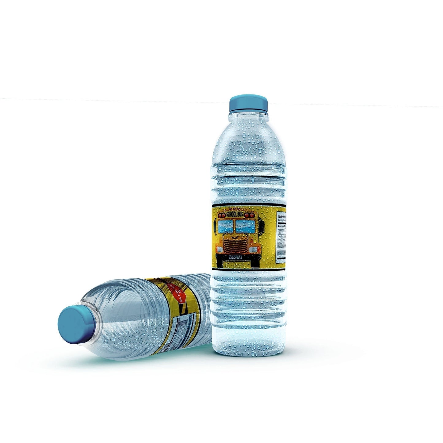 Yellow School Bus Water Bottle Label - Digital