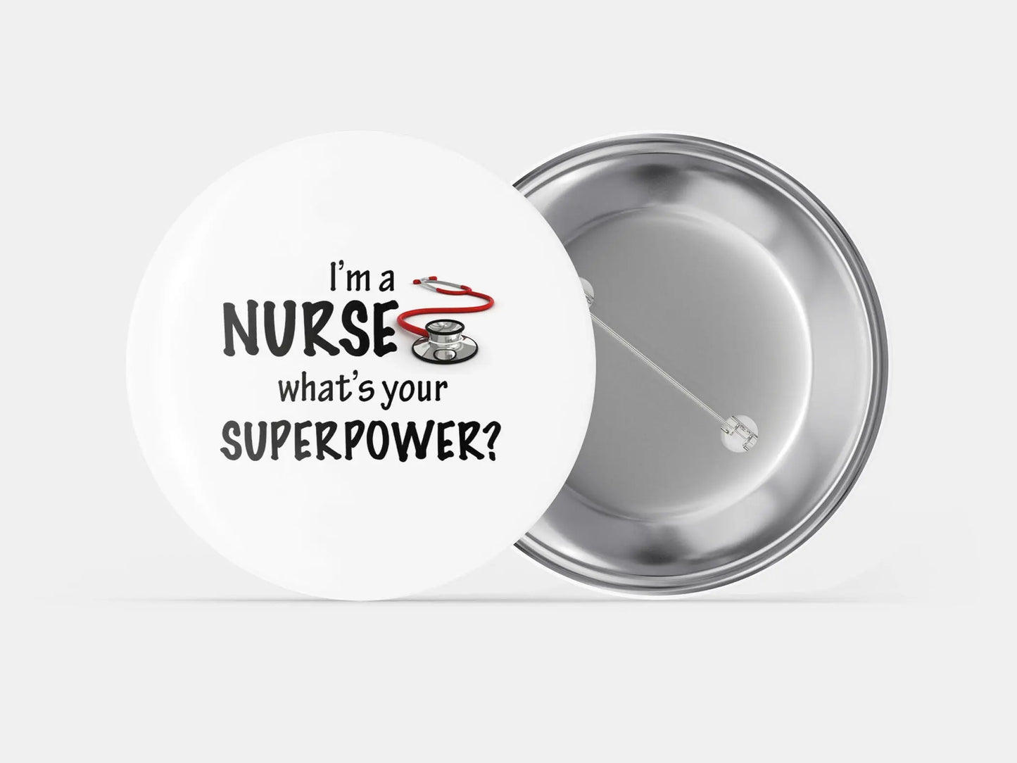 Nurse Superpower - Medical Nurse Badge - Health Personalized Giveaways - Profession Career Button Pins - 10 pieces - Busybee Creates