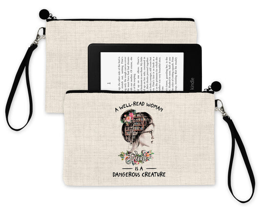 Custom Book Sleeve with Name Back to School Gift Idea, Book Lover Teacher Gift Ideas, Book Nerd Travel Pouch Bag Organizer