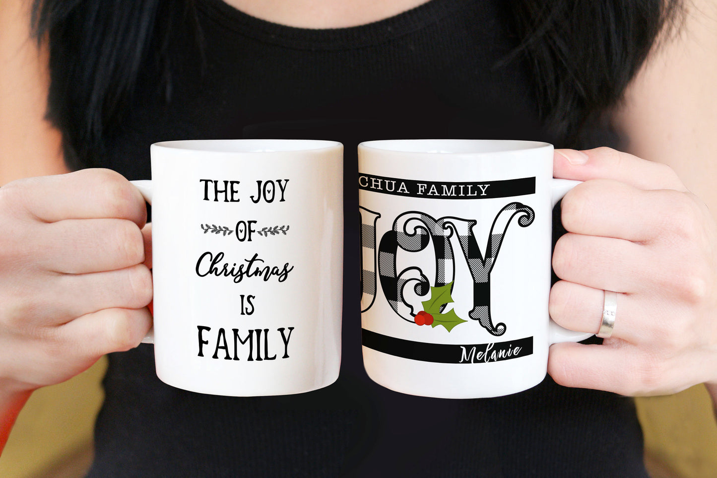Custom Christmas Gifts Coffee Mug for Family, Holiday Mug Gift Idea, Christmas Plaid Mug