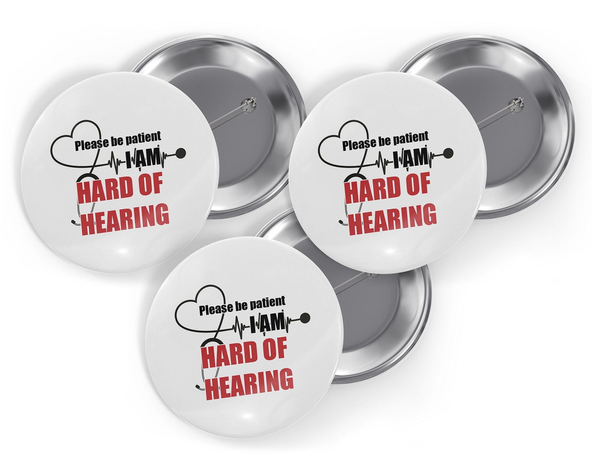 Hearing Impaired Pin, Mask Buttons for Face Mask Wearers, Mask Awareness Pin- Trio Pack