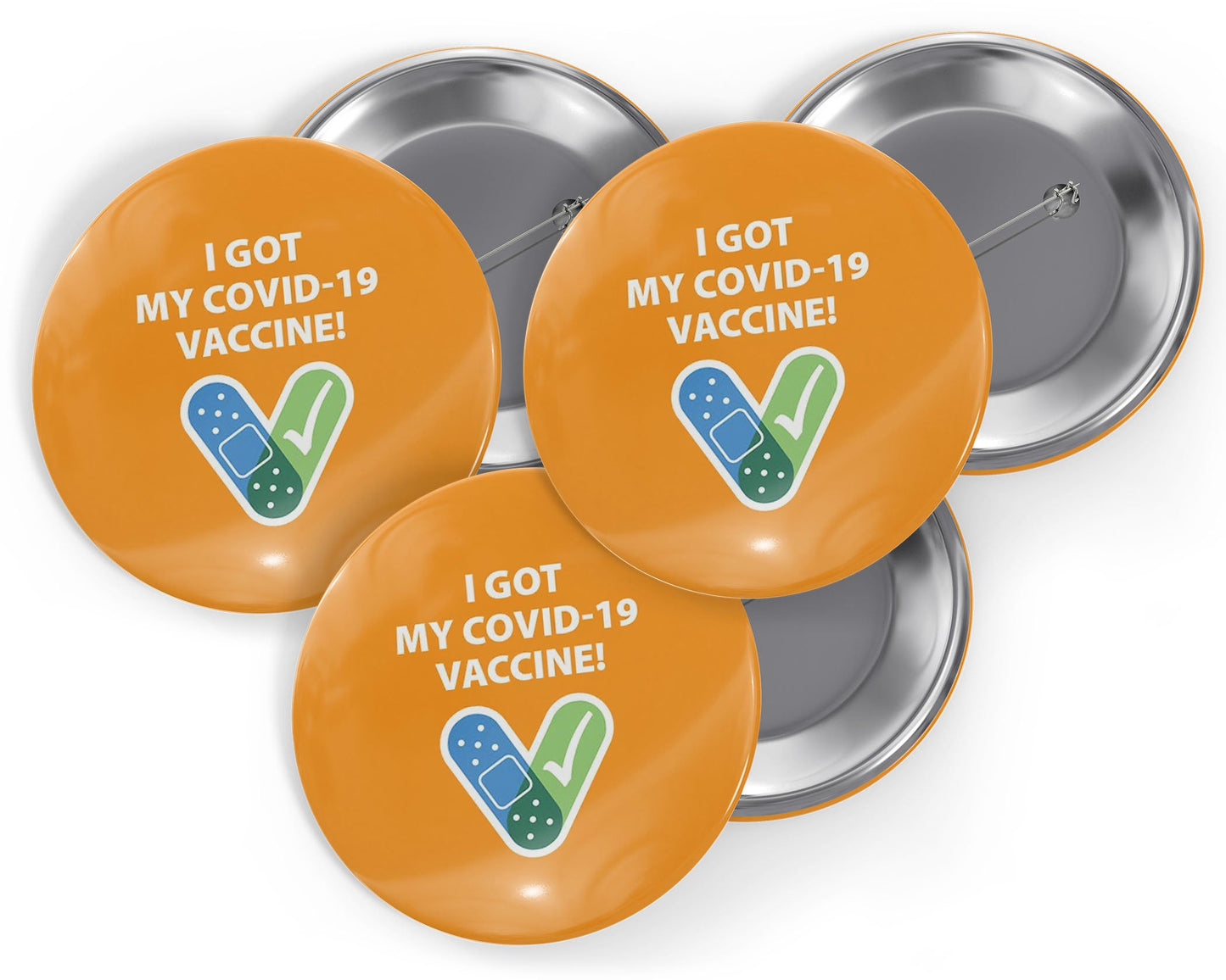 Covid Vaccinated Mask Button Pin, Mask Awareness Pin- Trio Pack