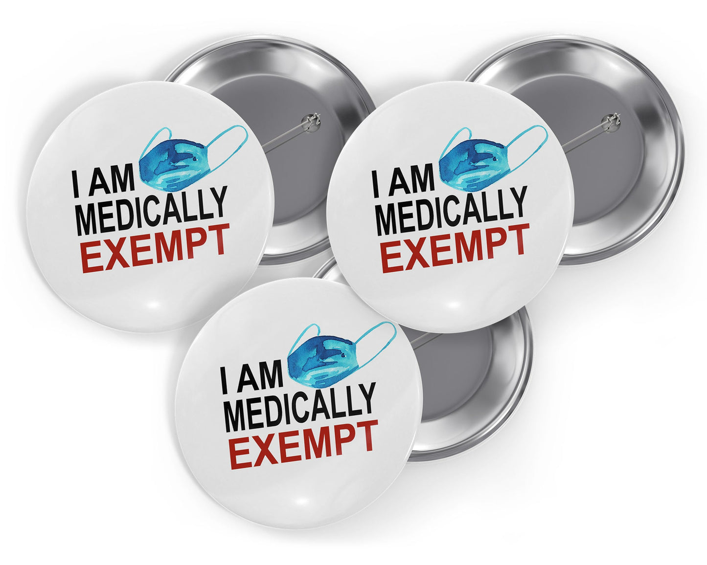 Medically Exempt Pin, Mask Buttons for Face Mask Wearers, Mask Awareness Pin- Trio Pack