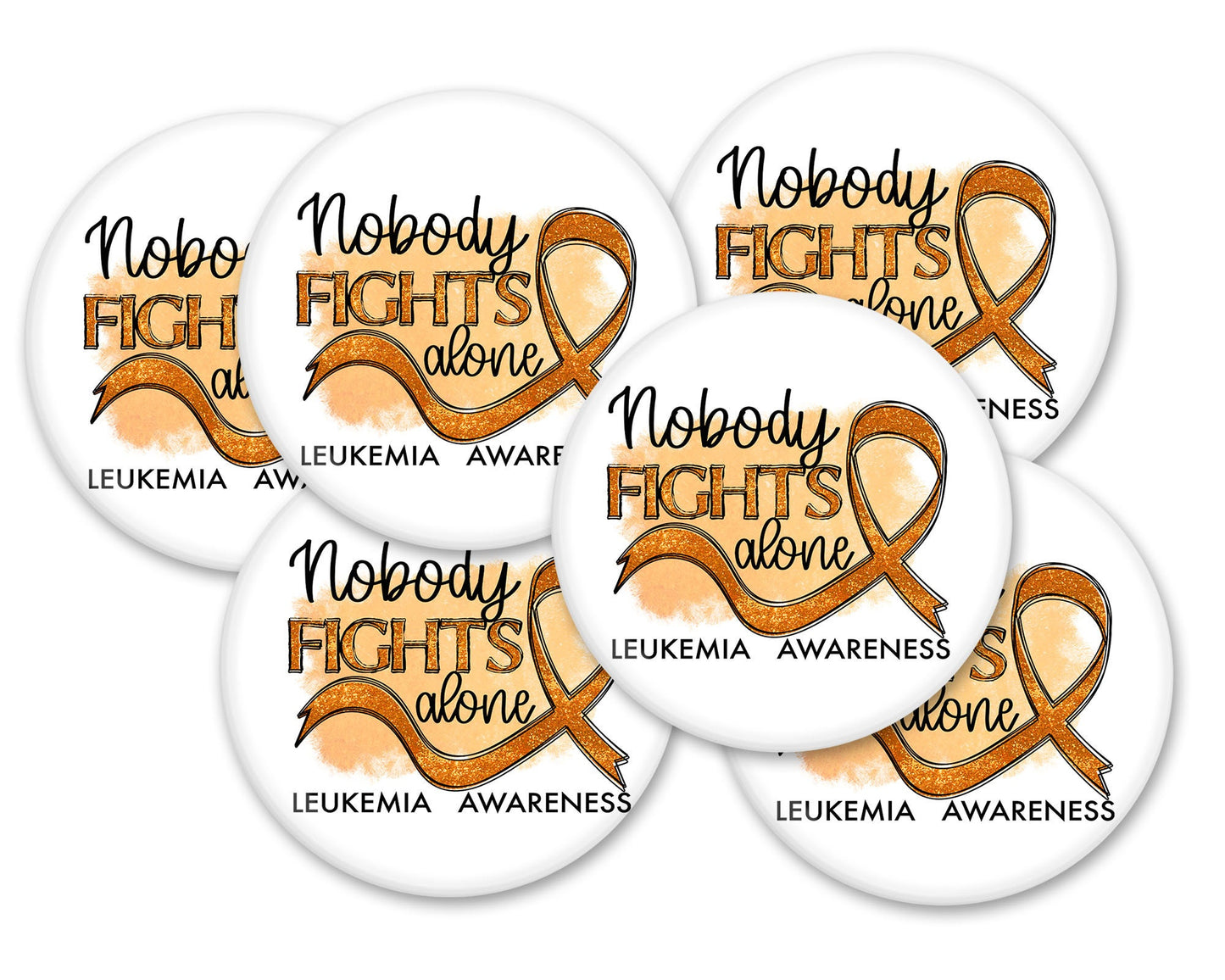 Leukemia Blood Cancer Awareness Button Pins for Survivor,  Orange Cancer Ribbon Support Gift Ideas 2.25" -6 pcs+