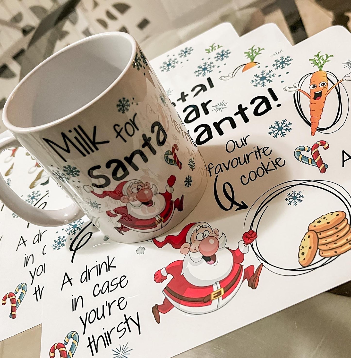 Dear Santa Tray and Mug, Santa Cookies and Treats, Christmas Mug, Milk and Cookie Platter
