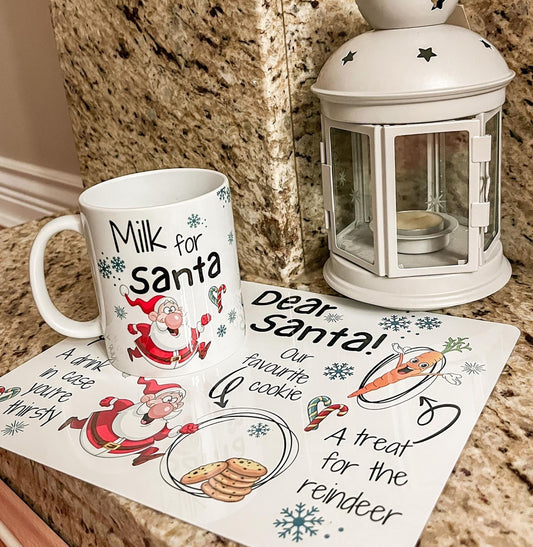 Dear Santa Tray and Mug, Santa Cookies and Treats, Christmas Mug, Milk and Cookie Platter