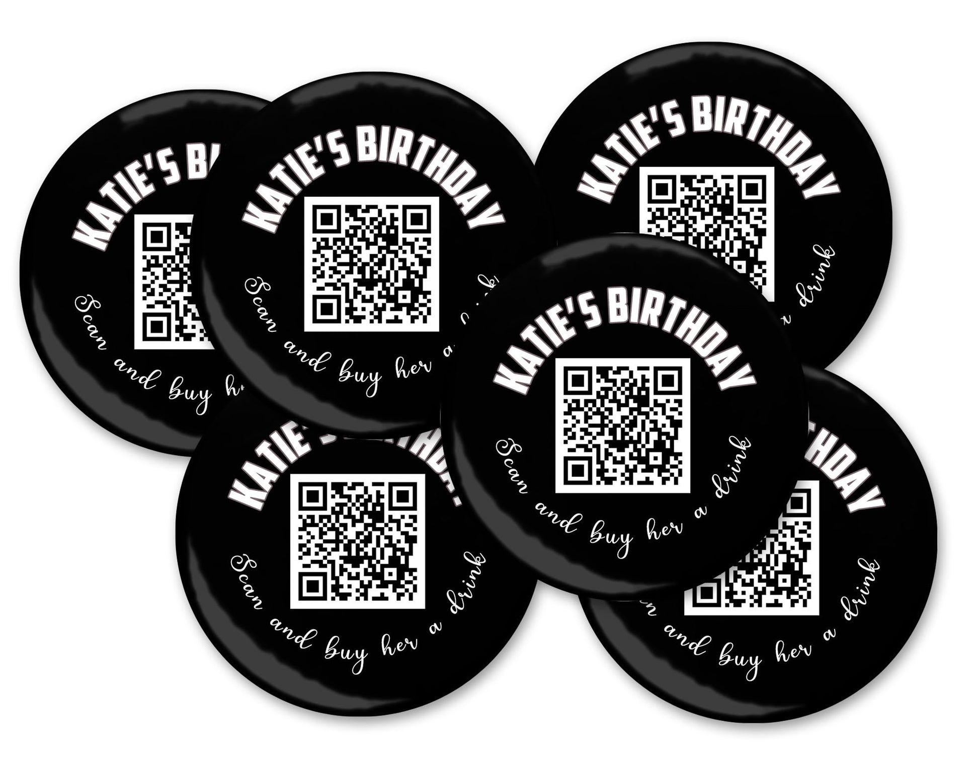 Custom Venmo/Cash App Qr code Birthday Pin, Interactive Birthday Badges, Birthday Party Favors, Birthday Party Button - 6+