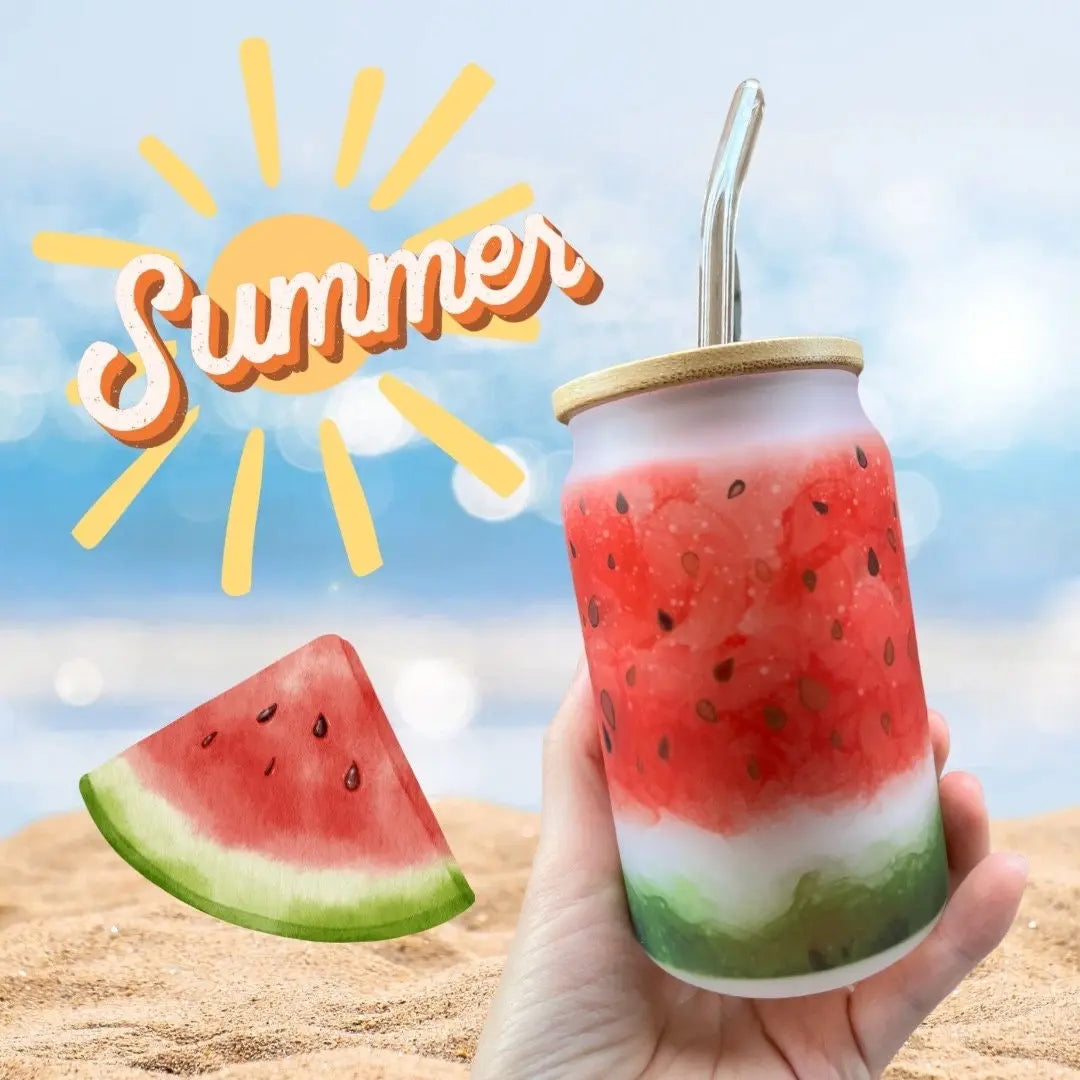 13 oz. Watermelon Libbey Frosted Glass Can, Summer Gift Ideas
