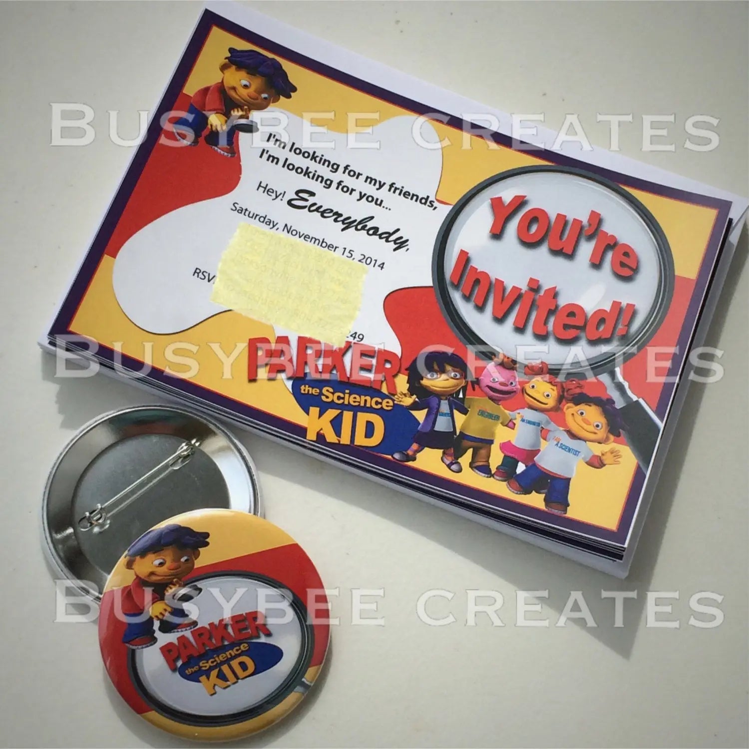 Sid the Science Kid Birthday - Science Experiment - Unique Party Invites- Thank You Invitation Card - Label Tags 10 - 20 sets CARDSTOCK busybeecreates