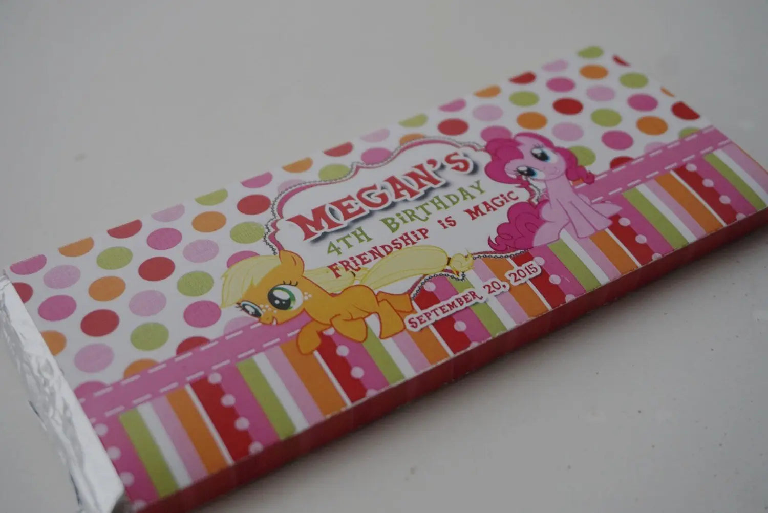 Personalized My Little Pony - Standard Chocolate Bar Wrapper Favours - Unique Sweet Treat for Events  10 ct  or DIGITAL