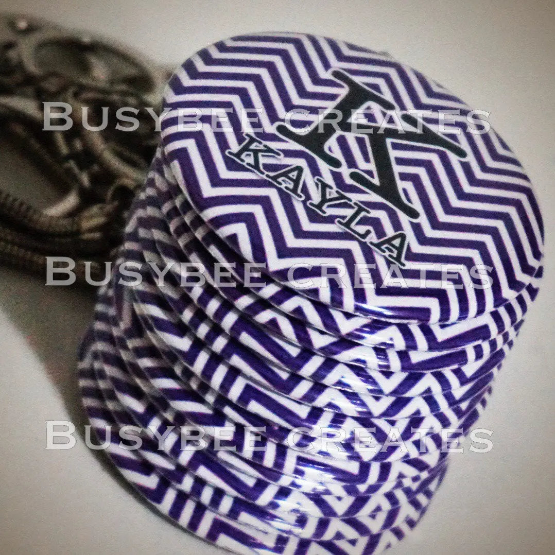 Custom Favours - Personalize Bag Tag / Keychains - Custom Gift Ideas - Personalized Chevron with Initials Button Pin- 10 pcs busybeecreates