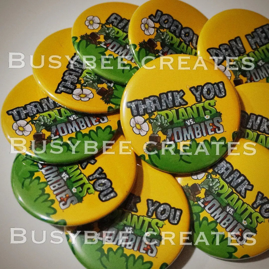 Personalized Button Pin Plant vs Zombies Party Button Pins Favors -  10 pieces