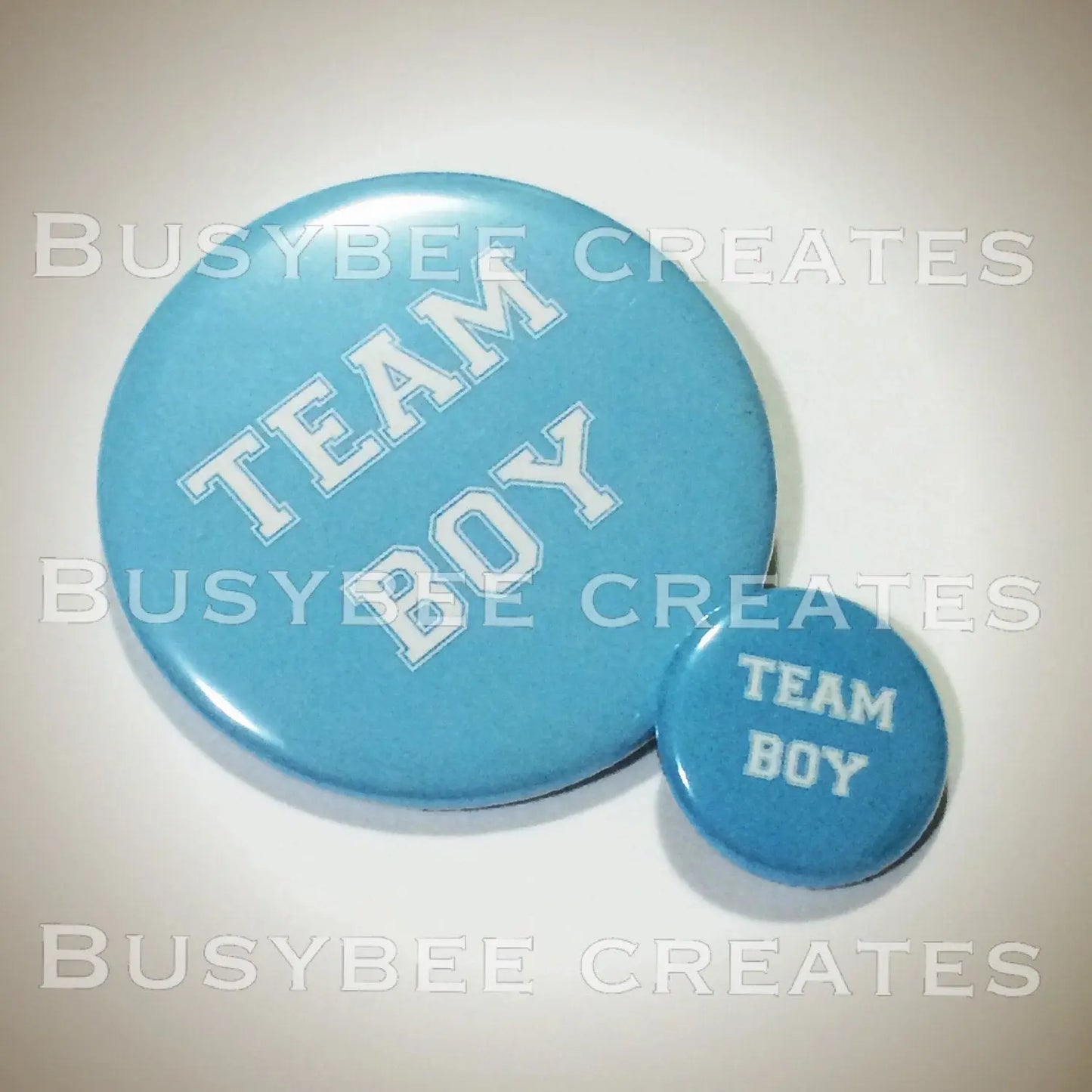 Personalized Baby Shower Boy Favours - Custom Gender Reveal Pins - Mother to Be Gifts - Motherhood Gifts - Team Boy Button Pins - 12 pieces - Busybee Creates