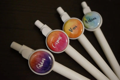 Personalized Silver Inspired Button Pen Favors - 10 pieces - Busybee Creates