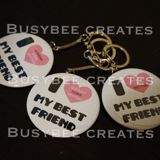 Personalized Tags Keychain - Valentine Gifts for Kids - Custom Best of Friends Bag Charms - Best Friends Forever Keychains for 3 - Busybee Creates